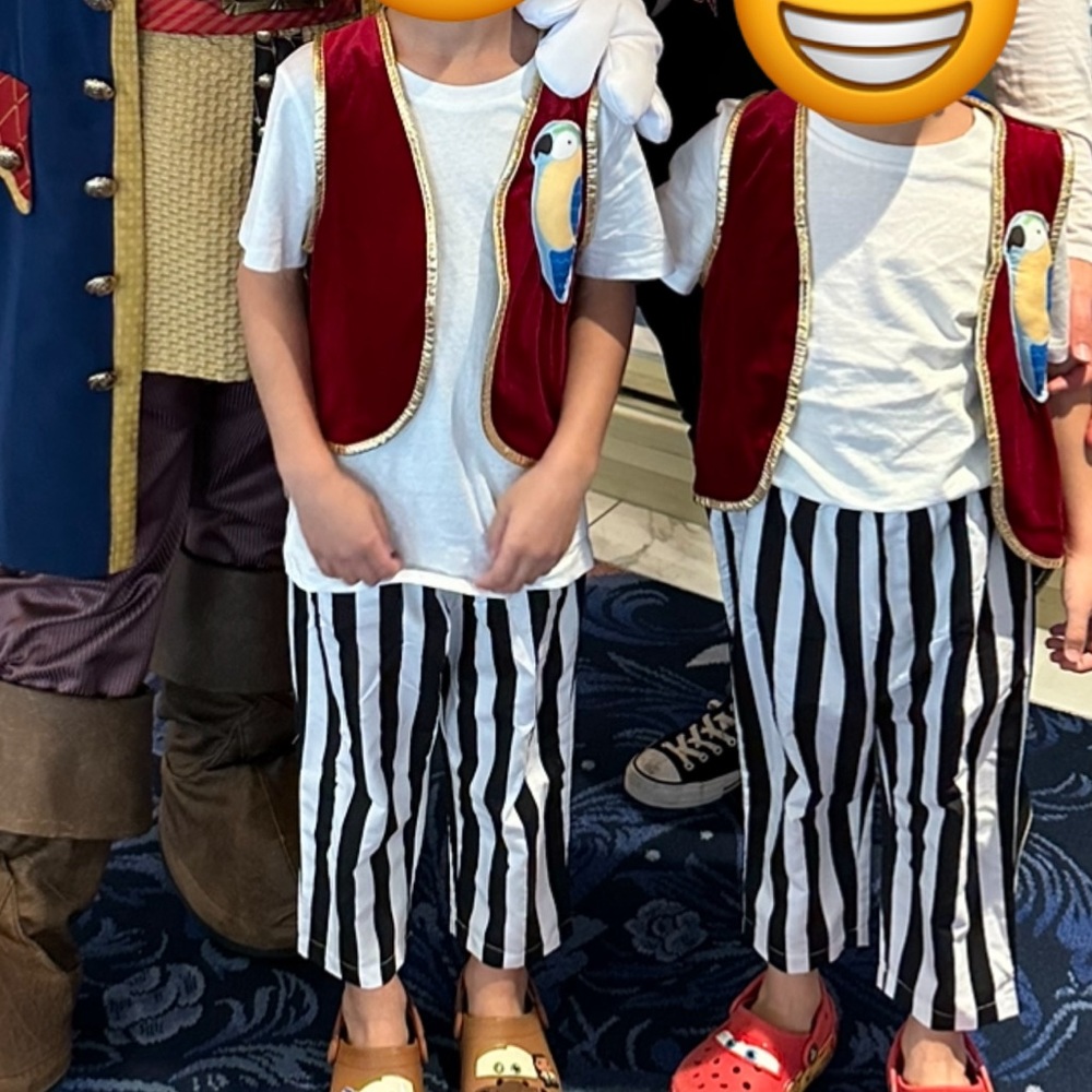 Kids Pirate Costume Vest and Striped Pants Set in Burgundy and Black/White
